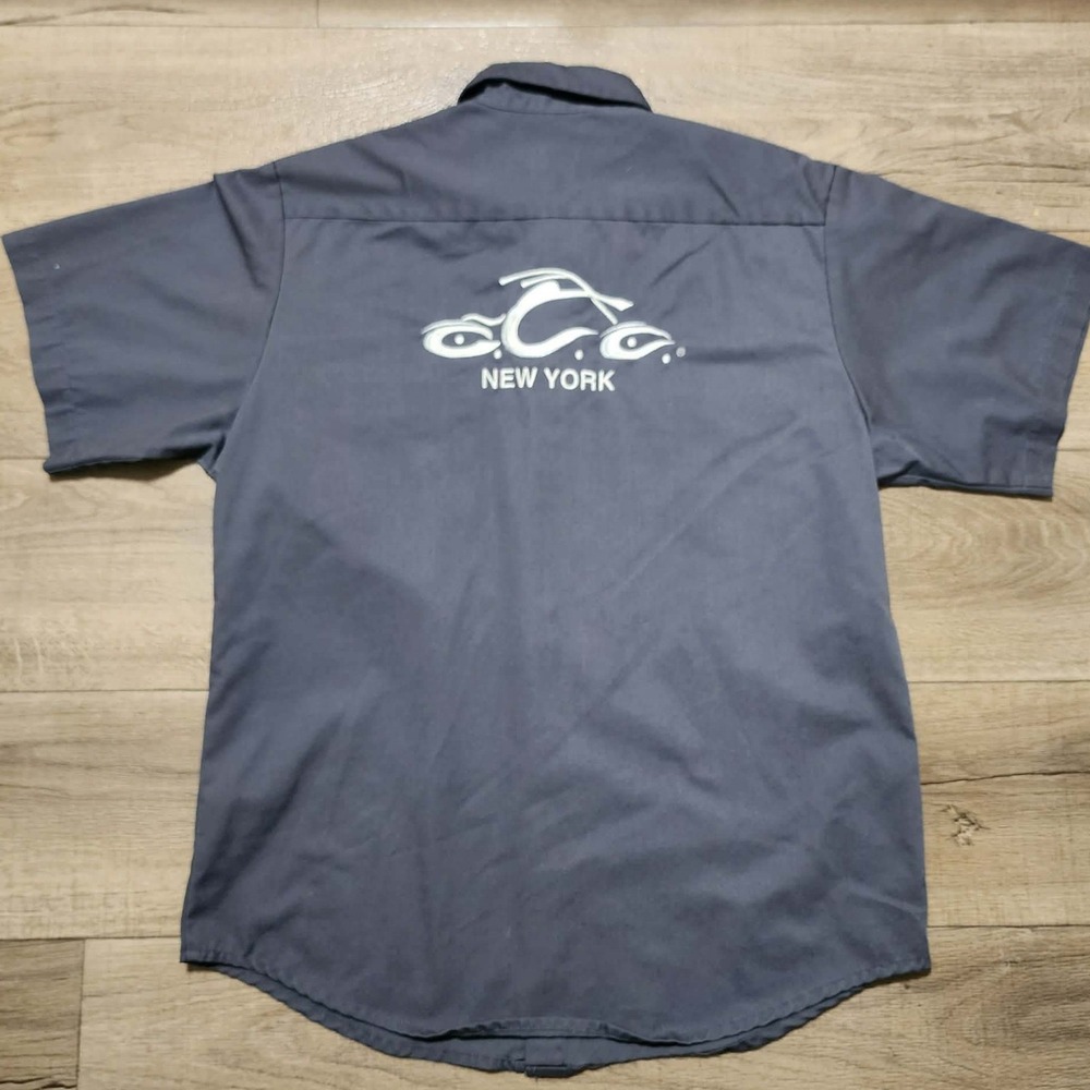 Y2K Orange County Choppers Work Shirt Mens XXL Gray Short Sleeve Button Up